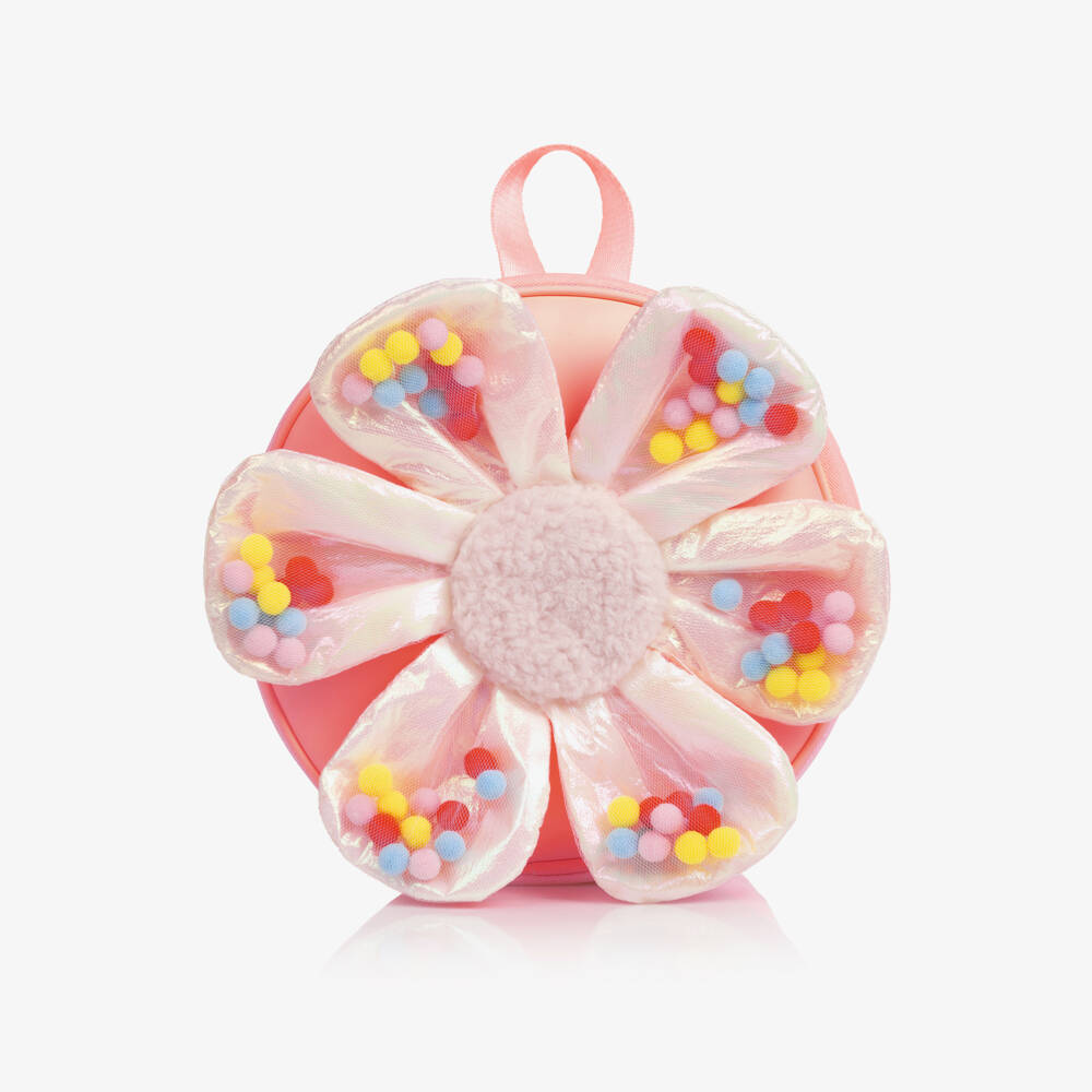 Billieblush-Girls Pink Circular Mesh Flower Backpack (20cm) | Childrensalon Outlet