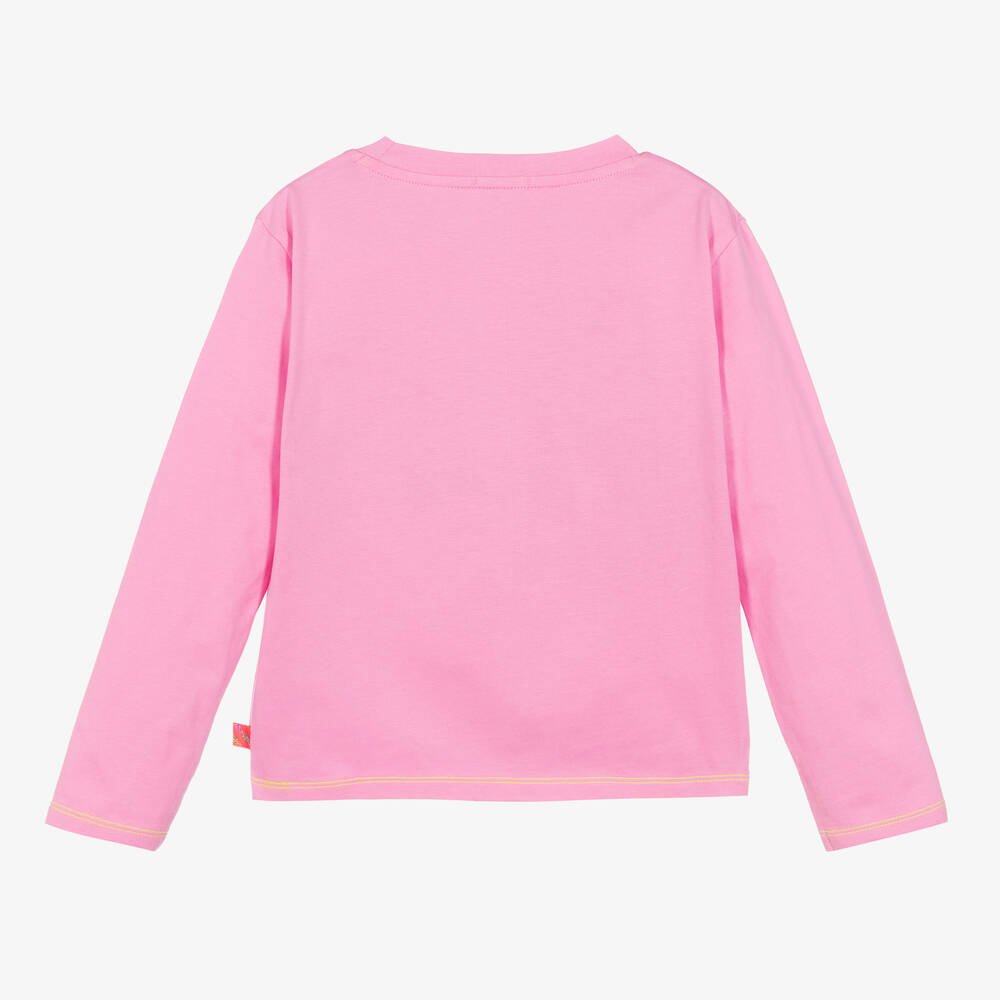 Billieblush-Girls Pink Cotton Bouclé Slogan Top | Childrensalon Outlet