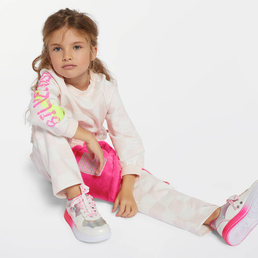 Billieblush-Girls Pink Cotton Check Tracksuit | Childrensalon Outlet