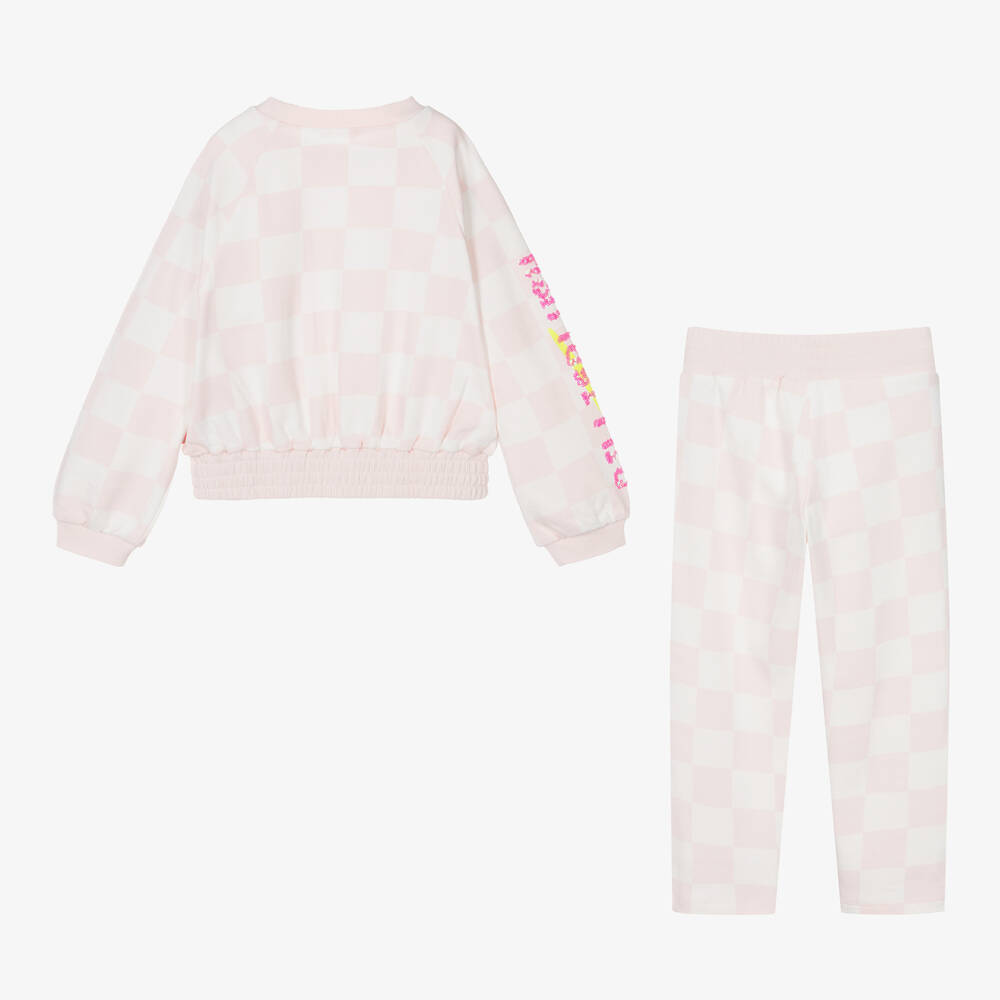 Billieblush-Girls Pink Cotton Check Tracksuit | Childrensalon Outlet