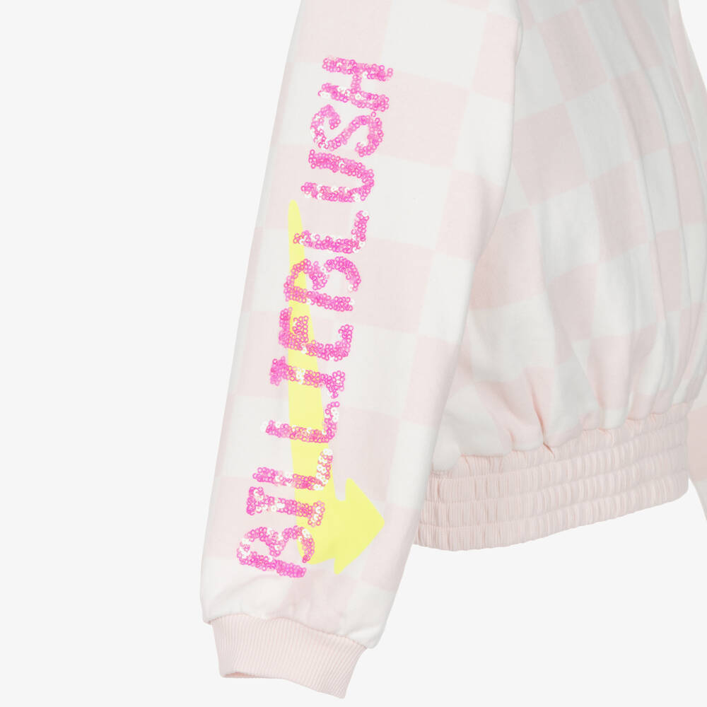 Billieblush-Girls Pink Cotton Check Tracksuit | Childrensalon Outlet