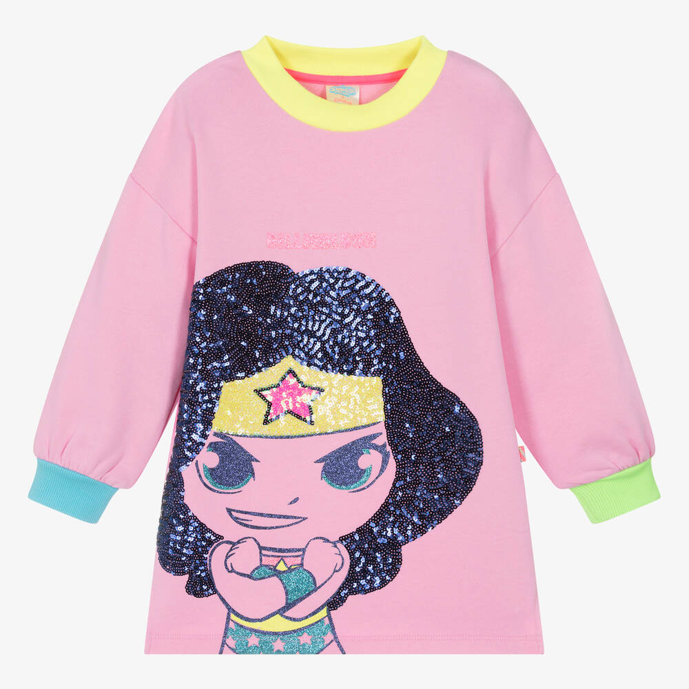 Billieblush-Girls Pink Cotton DC Sweatshirt Dress | Childrensalon Outlet