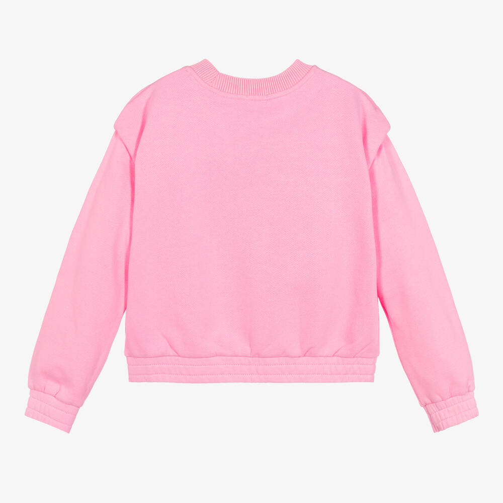 Billieblush-Girls Pink Cotton Heart Sweatshirt | Childrensalon Outlet