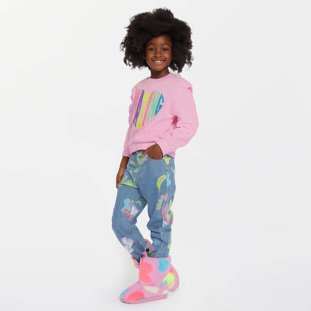 Billieblush-Girls Pink Cotton Heart Sweatshirt | Childrensalon Outlet