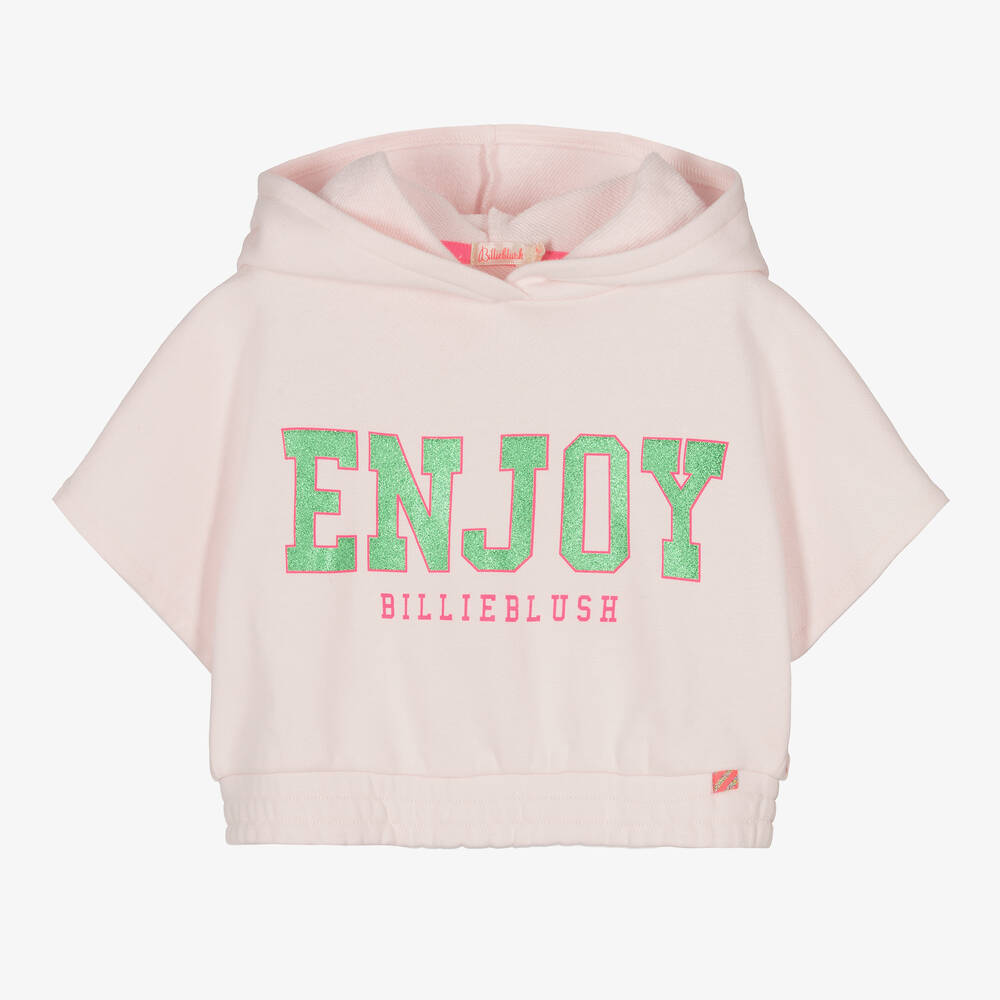 Billieblush - Girls Pink Cotton Hooded Sweatshirt | Childrensalon
