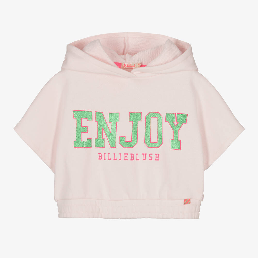 Billieblush-سويتشيرت هودي قطن جيرسي لون زهري للبنات | Childrensalon Outlet