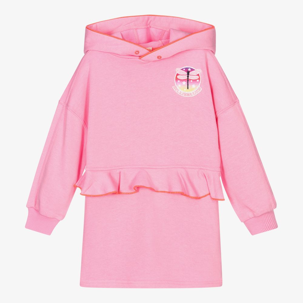 Billieblush - Girls Pink Cotton Hoodie Dress | Childrensalon
