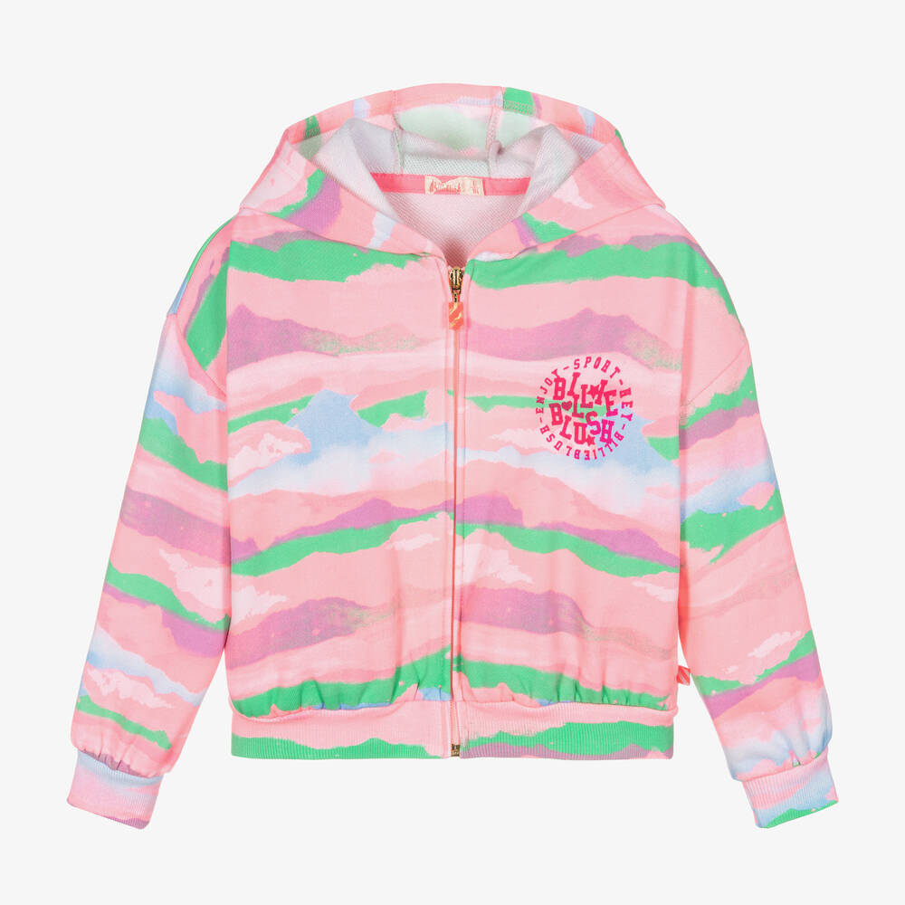 Billieblush - Girls Pink Cotton Jersey Zip-Up Hoodie | Childrensalon