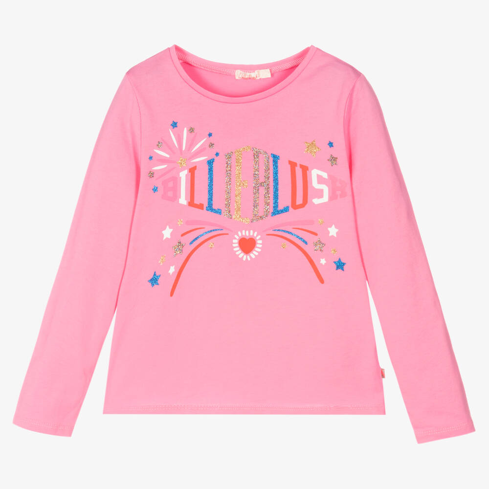 Billieblush - Girls Pink Cotton Logo Top | Childrensalon
