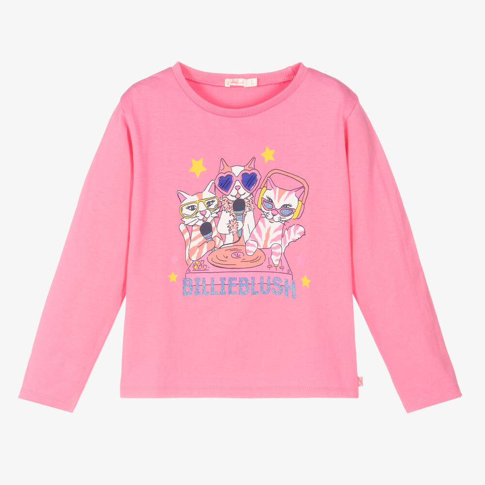 Billieblush - Girls Pink Cotton Logo Top | Childrensalon
