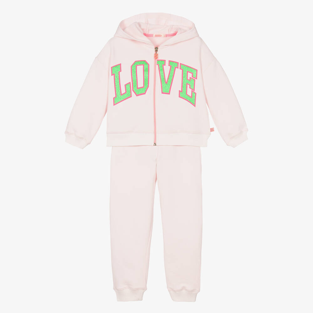 Billieblush - Survêtement rose en coton Love | Childrensalon