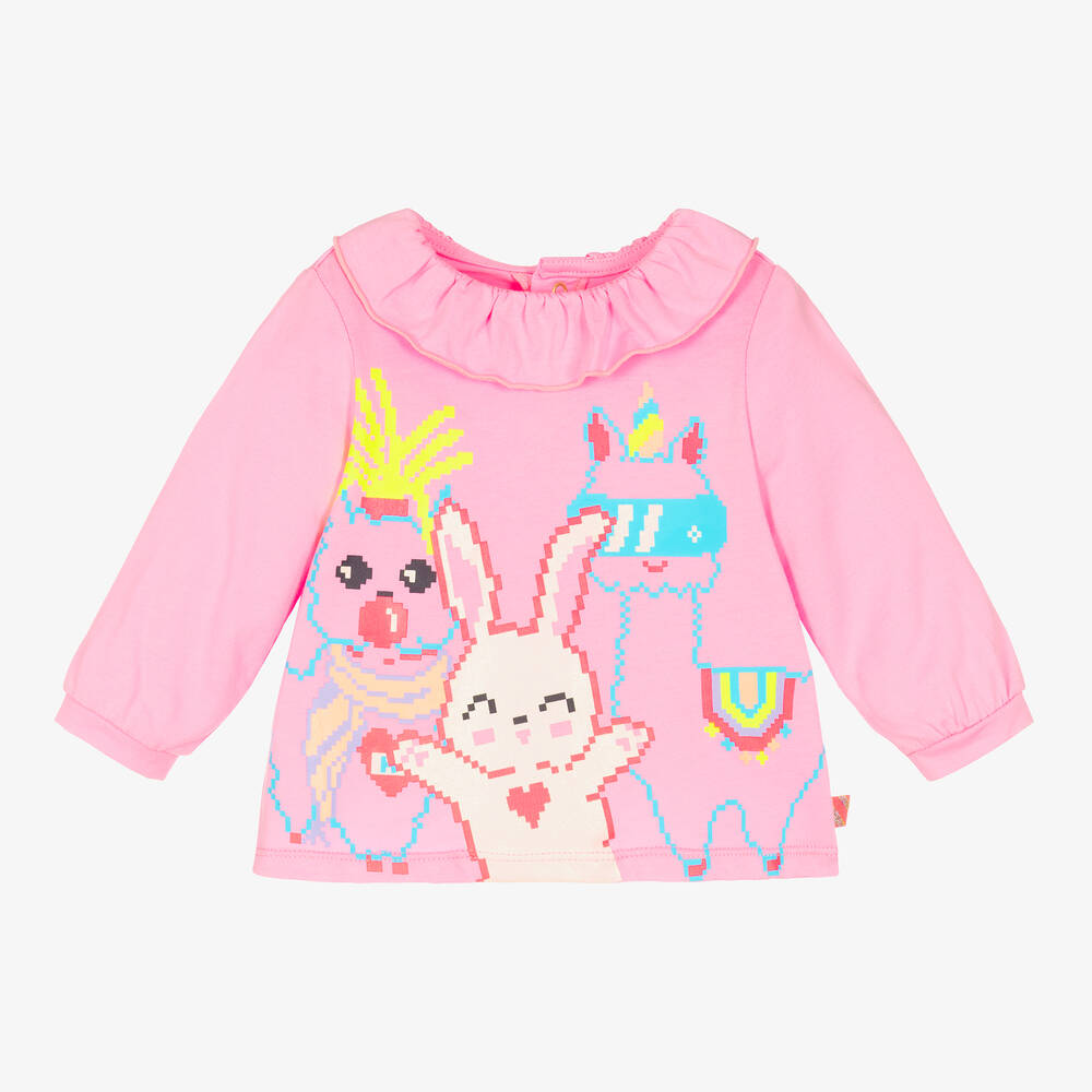 Billieblush - Haut rose en coton Pixels Fille | Childrensalon