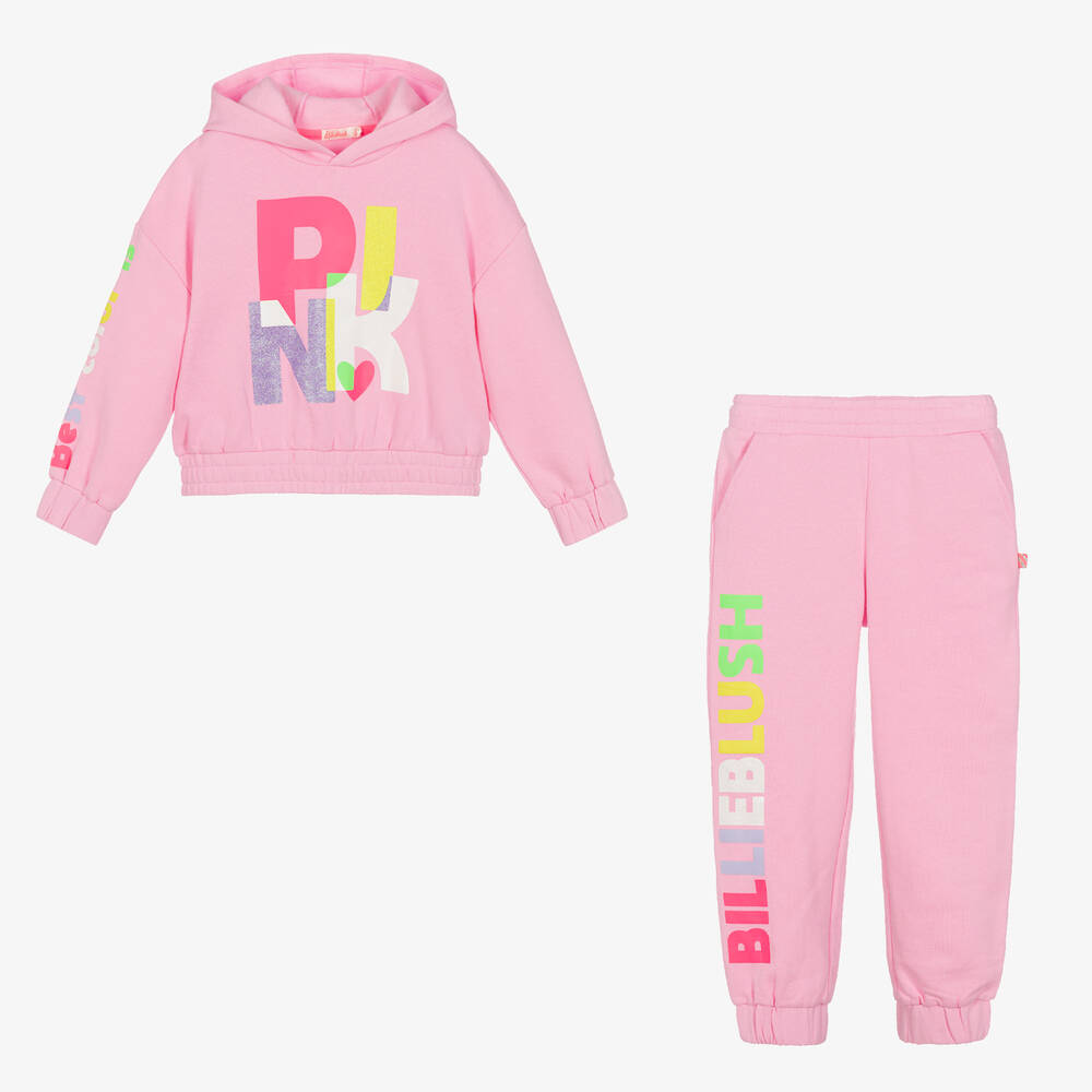Billieblush-بدلة رياضية هودي قطن جيرسي لون زهري للبنات | Childrensalon Outlet