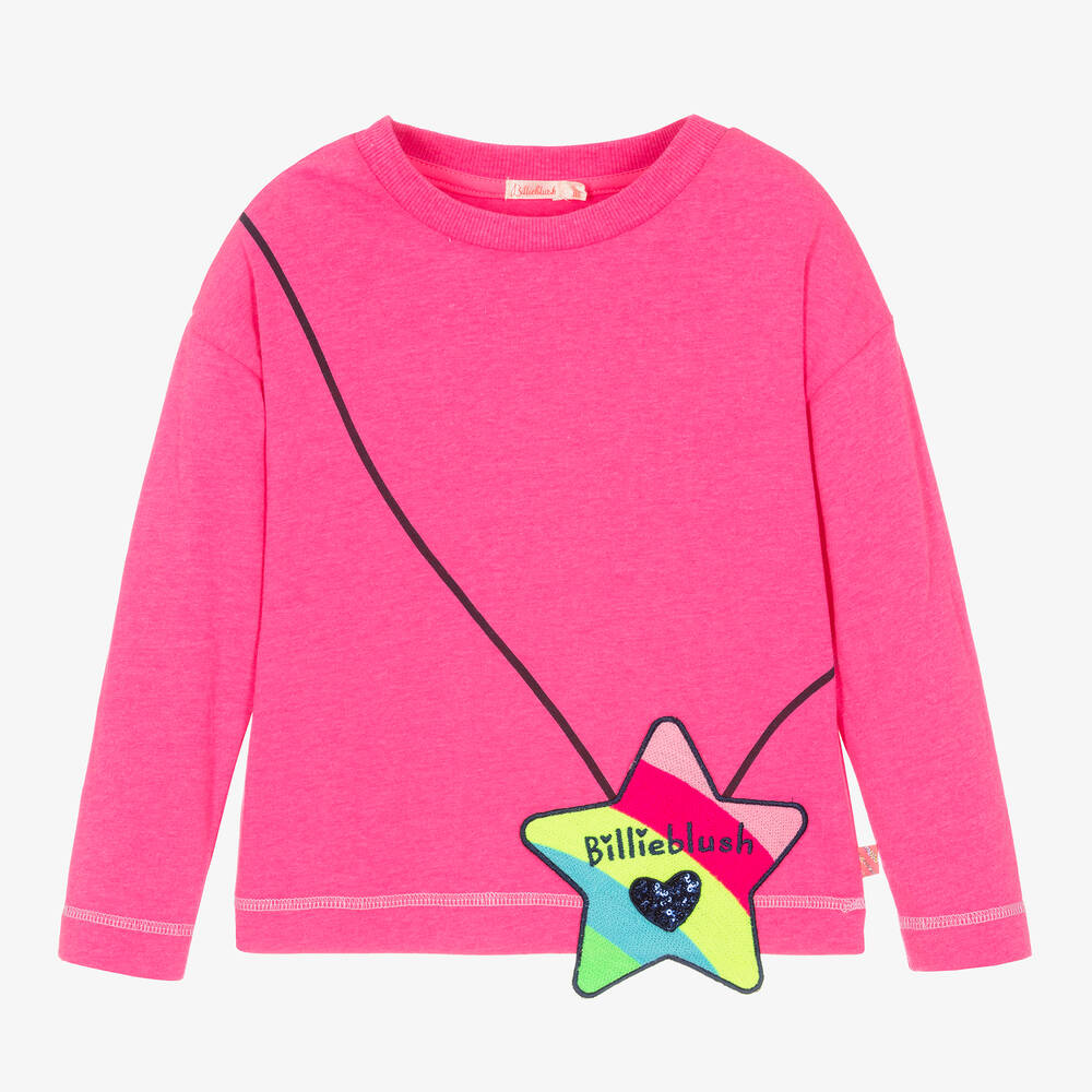 Billieblush - Розовый хлопковый топ со звездой для девочек | Childrensalon
