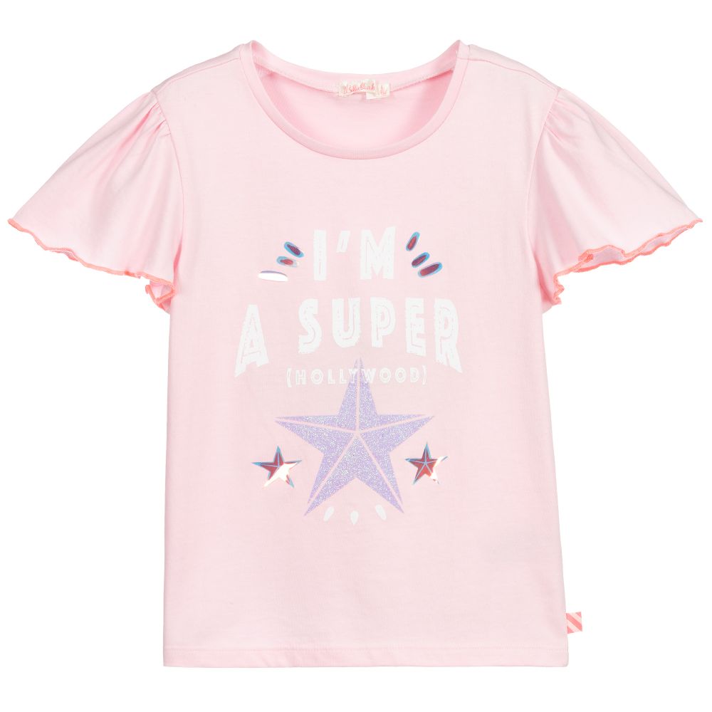 Billieblush-Girls Pink Cotton T-Shirt | Childrensalon Outlet