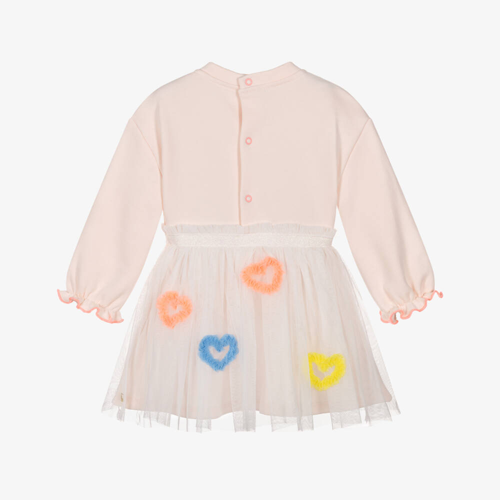 Billieblush-Girls Pink Cotton & Tulle Dress with Heart Appliqués | Childrensalon Outlet
