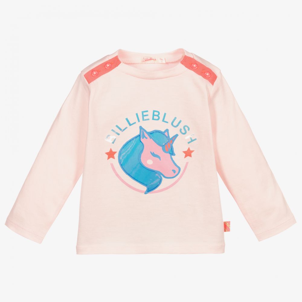 Billieblush - Girls Pink Cotton Unicorn Top | Childrensalon