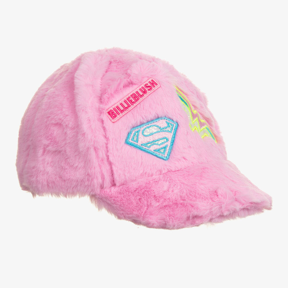 Billieblush - Girls Pink Faux Fur DC Cap | Childrensalon
