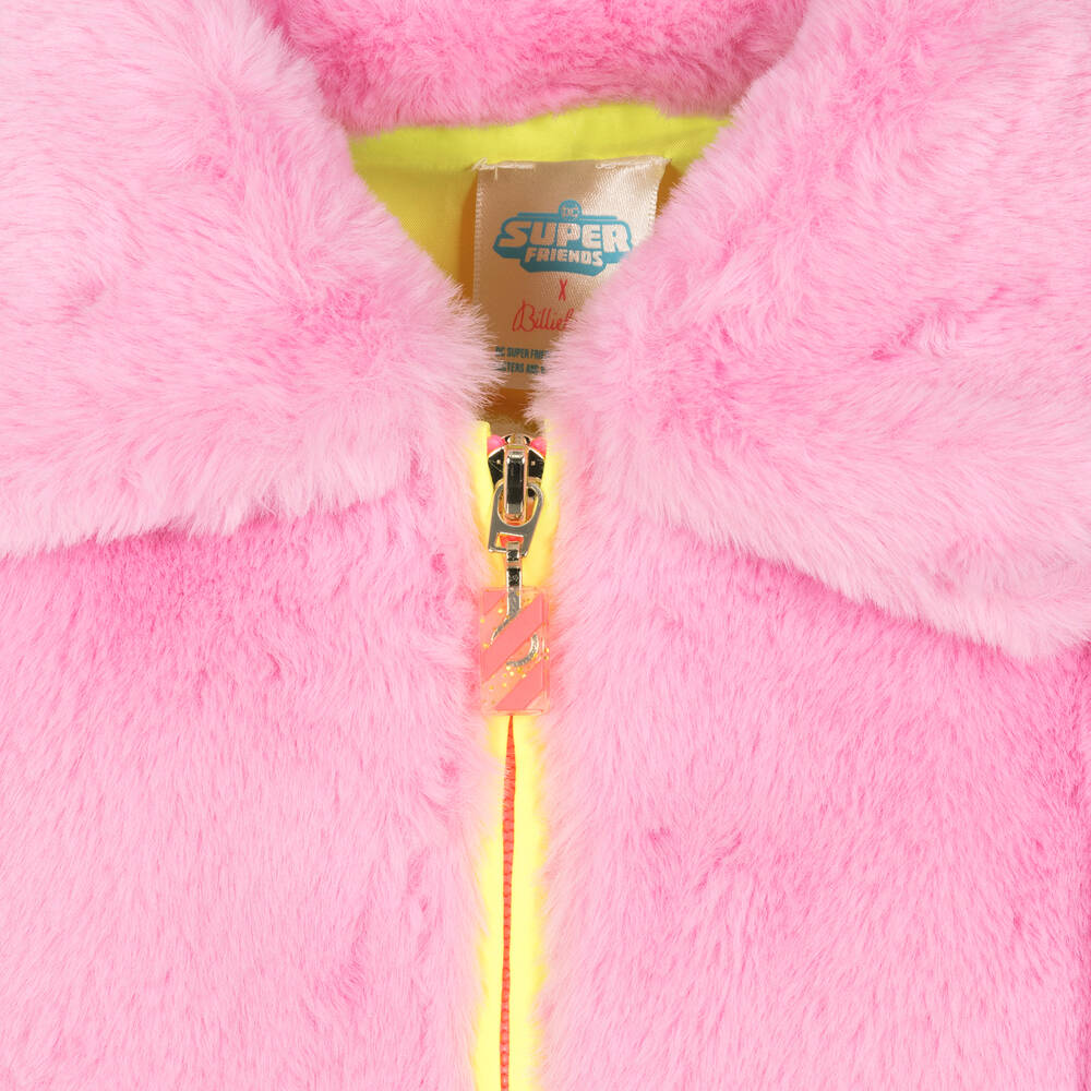 Billieblush-Girls Pink Faux Fur DC Jacket | Childrensalon Outlet