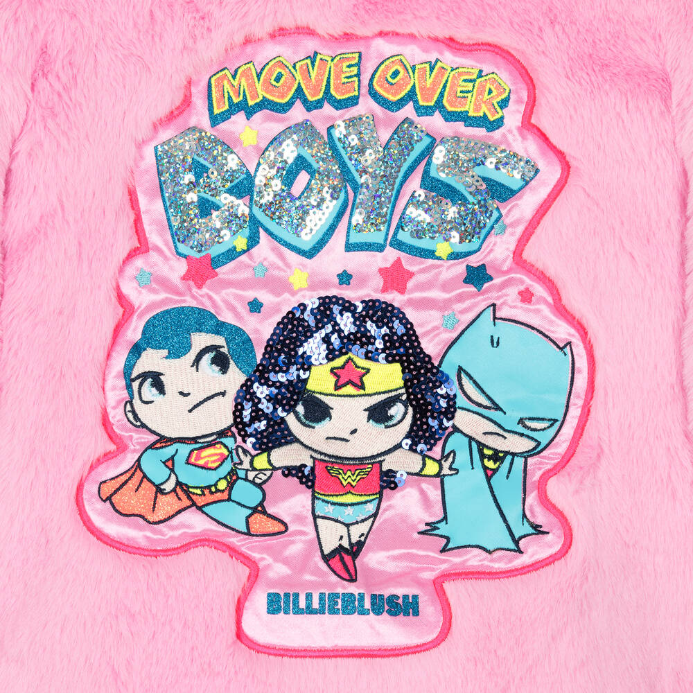 Billieblush-Girls Pink Faux Fur DC Jacket | Childrensalon Outlet