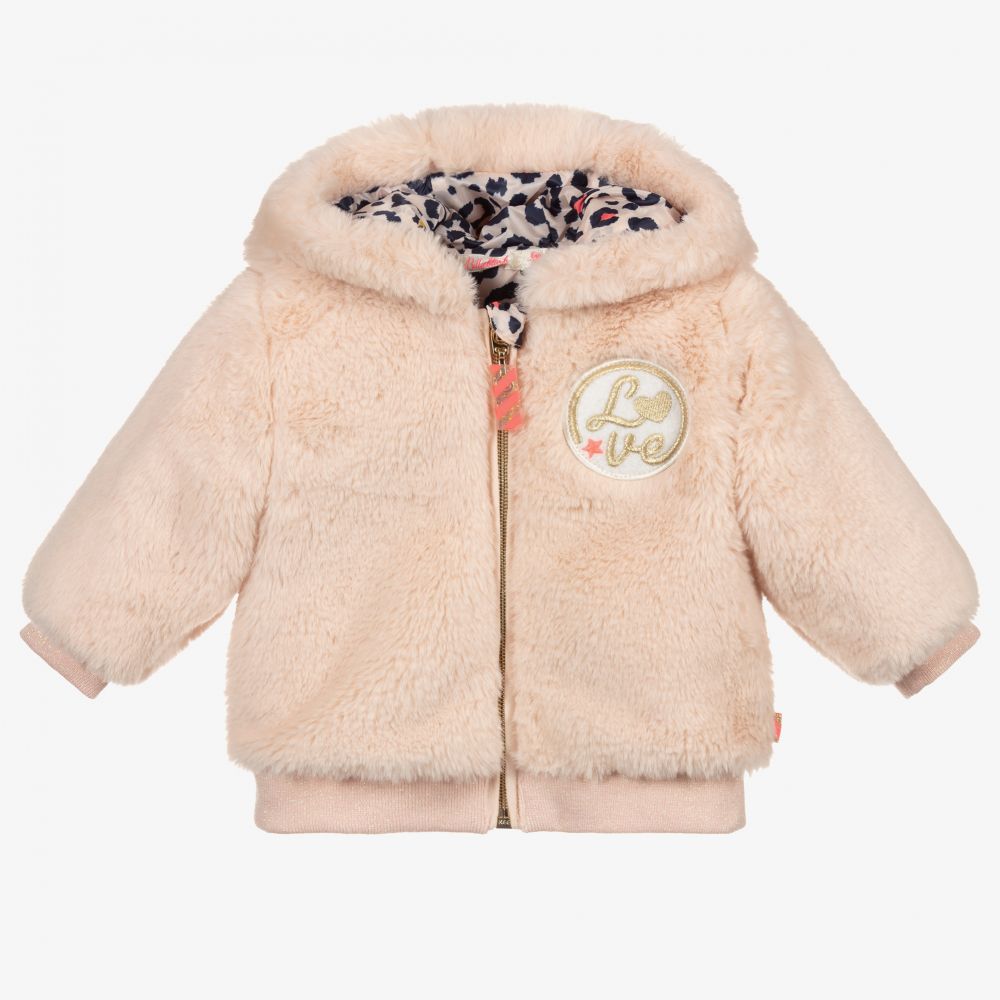 Billieblush - Girls Pink Faux Fur Jacket | Childrensalon