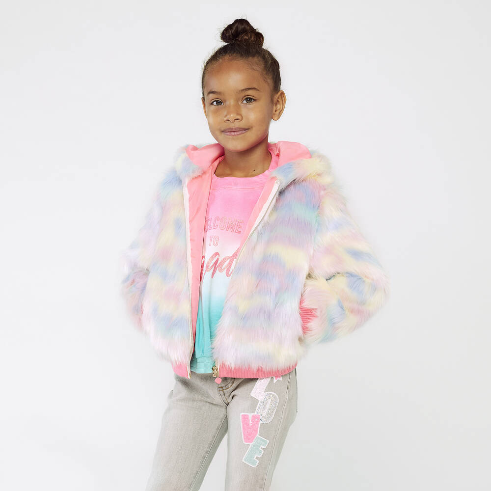 Billieblush Blouson rose fausse fourrure Fille Childrensalon