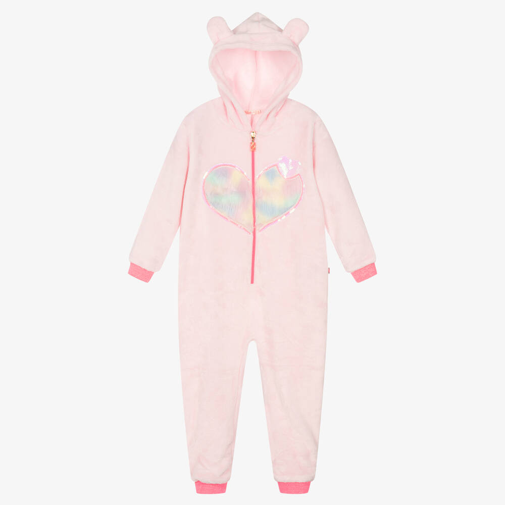 Billieblush - Girls Pink Faux Fur Onesie | Childrensalon