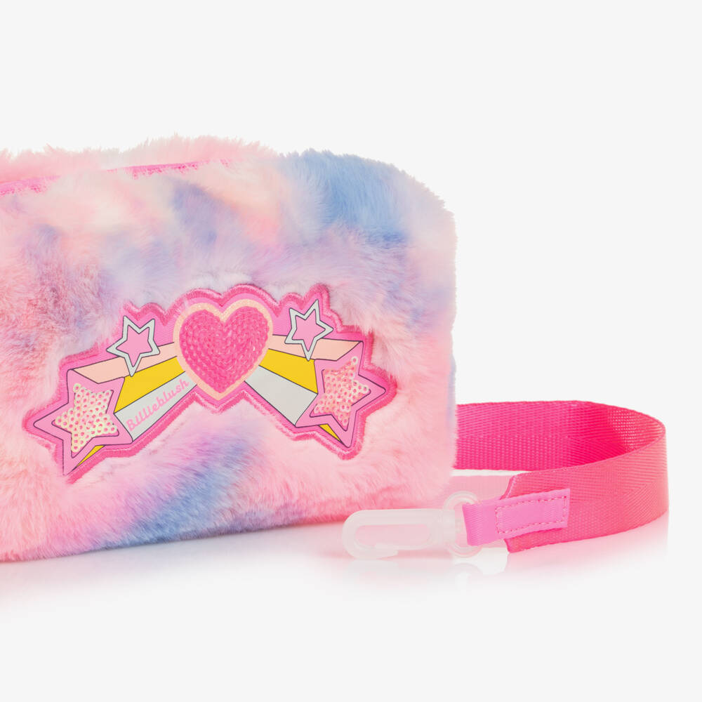Billieblush-Girls Pink Faux Fur Pencil Case with Strap (18cm) | Childrensalon Outlet