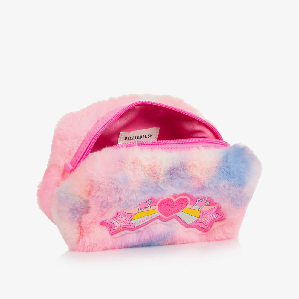 Billieblush-Girls Pink Faux Fur Pencil Case with Strap (18cm) | Childrensalon Outlet