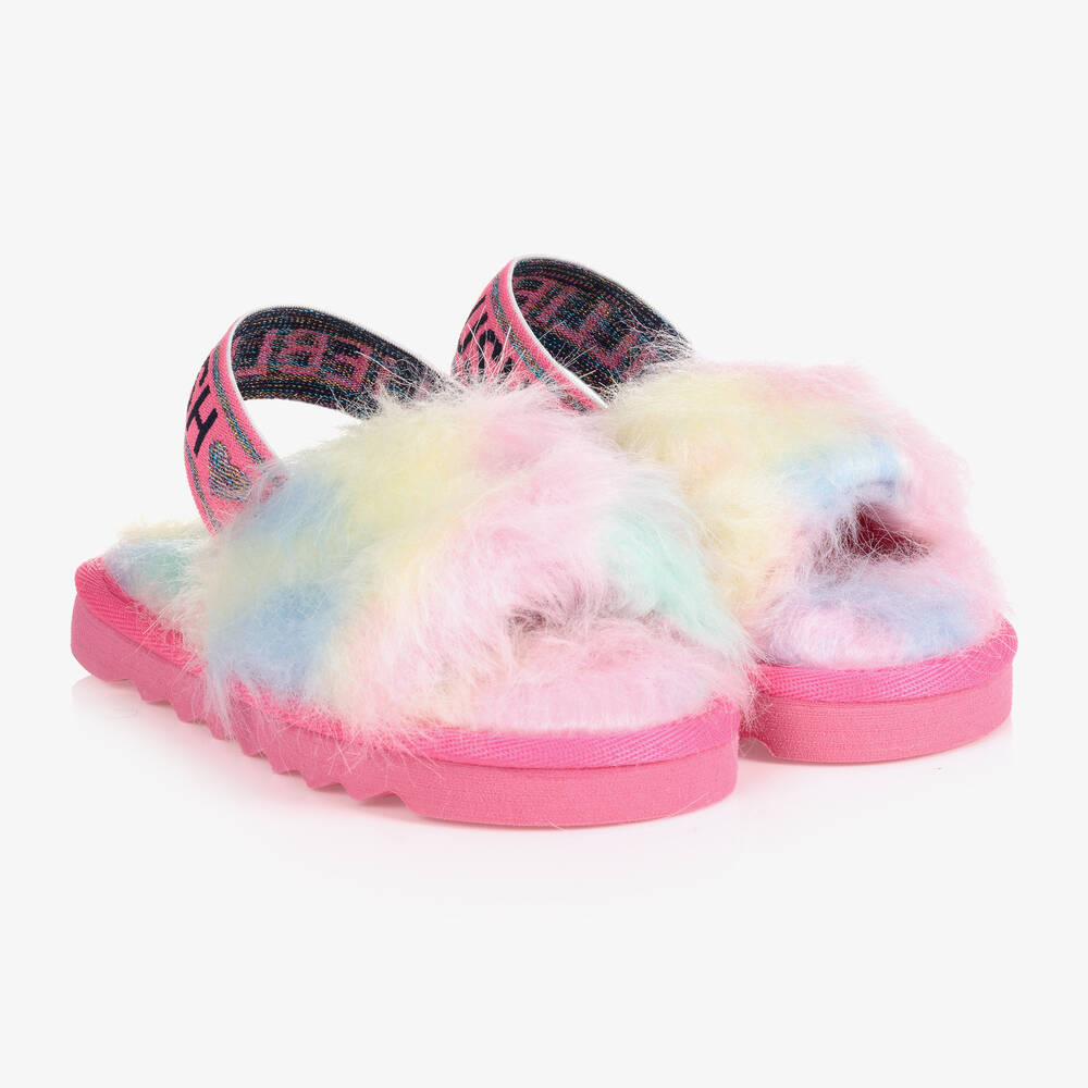 Billieblush - Girls Pink Faux Fur Sandals | Childrensalon