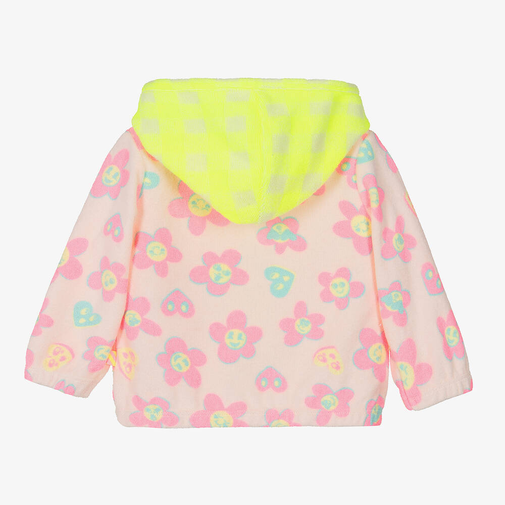 Billieblush-Girls Pink Floral Towelling Zip-Up Top | Childrensalon Outlet