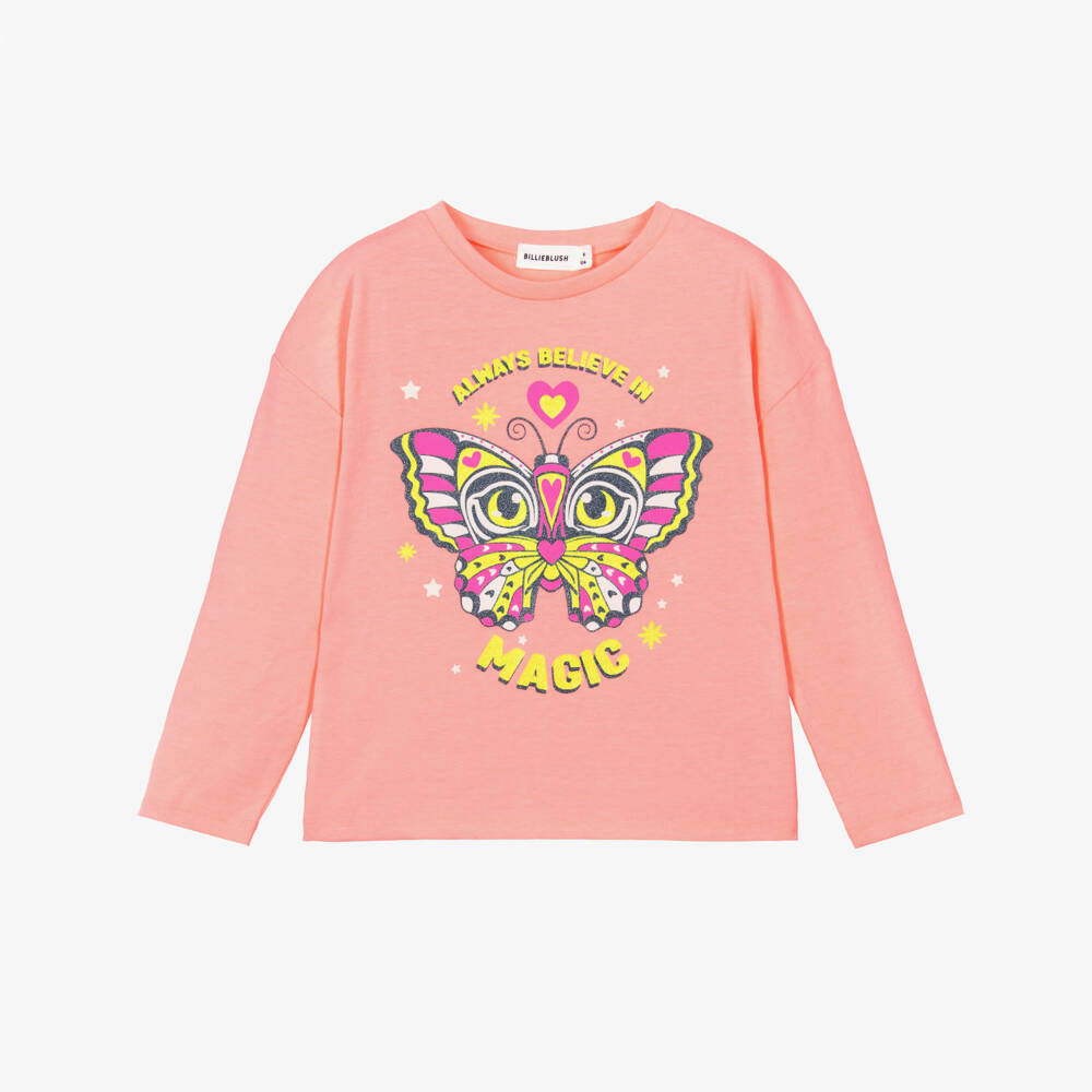 Billieblush-Girls Pink Glow Butterfly Shirt | Childrensalon Outlet