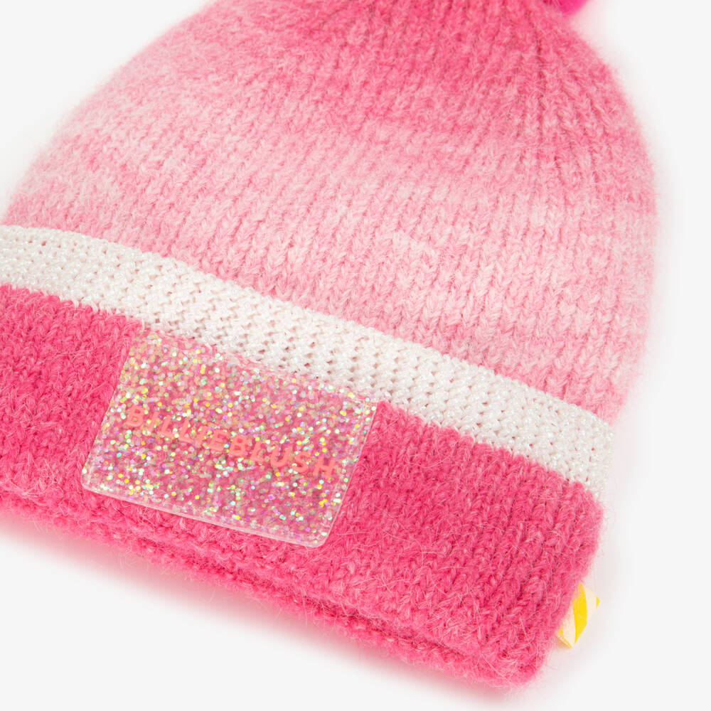 Billieblush-Girls Pink Gradient Knit Pom Hat | Childrensalon Outlet