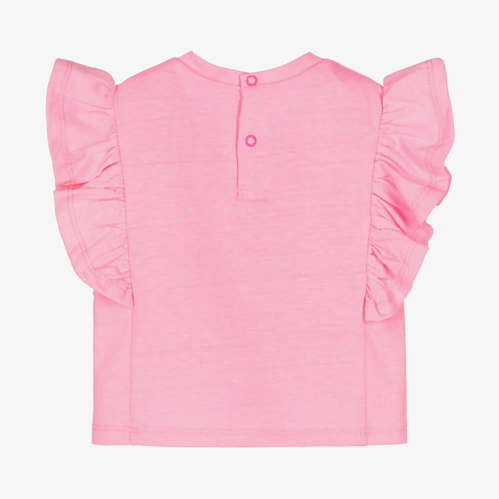 Billieblush-Girls Pink Heart Frill Tee | Childrensalon Outlet