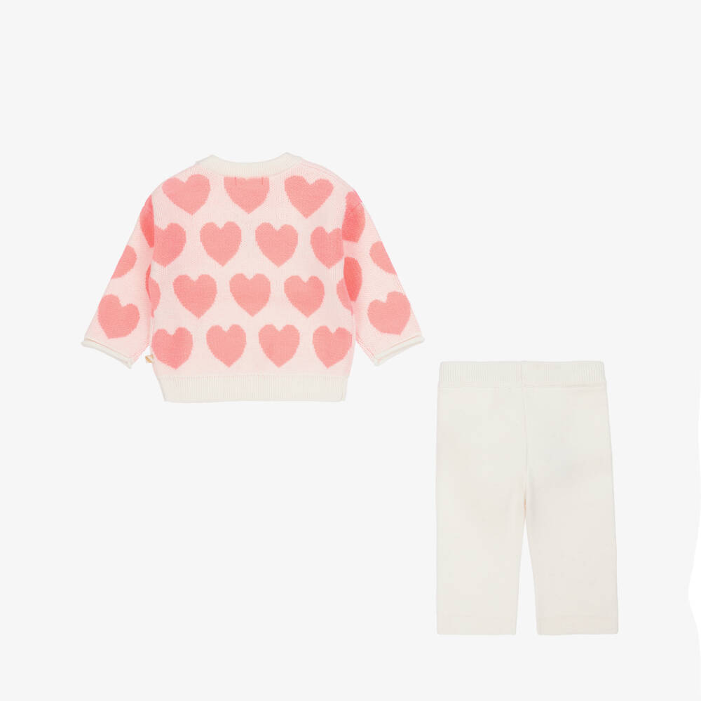 Billieblush-Розовый вязаный комплект с сердечками для девочек | Childrensalon Outlet
