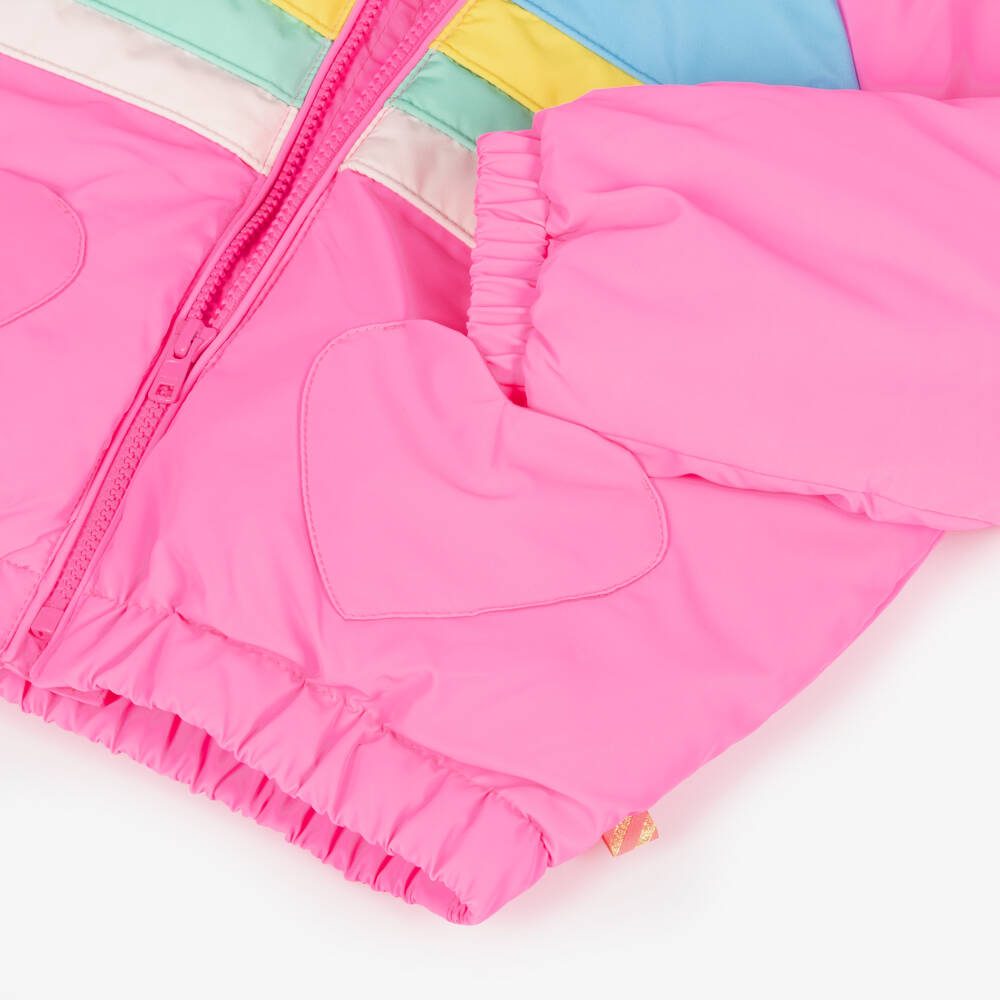 Billieblush-Girls Pink Heart Puffer Coat | Childrensalon Outlet