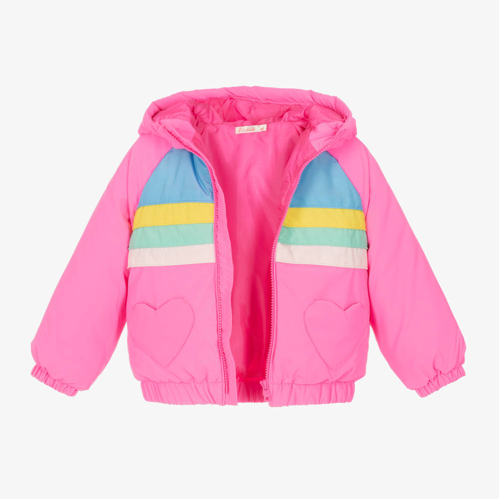Billieblush-Girls Pink Heart Puffer Coat | Childrensalon Outlet