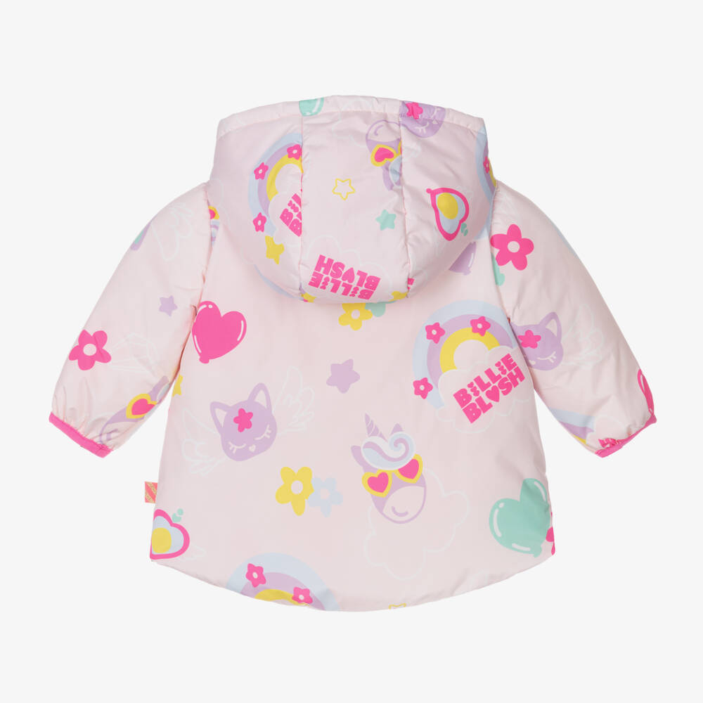 Billieblush-Girls Pink Hooded Cat Puffer | Childrensalon Outlet