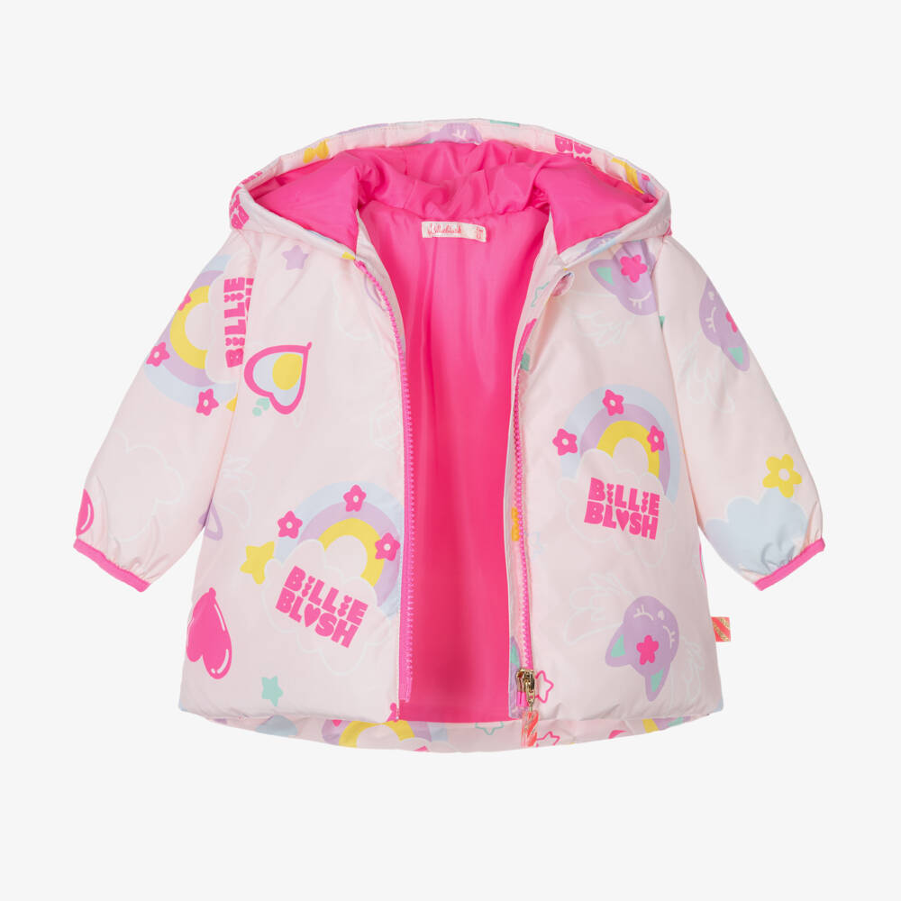 Billieblush-Girls Pink Hooded Cat Puffer | Childrensalon Outlet