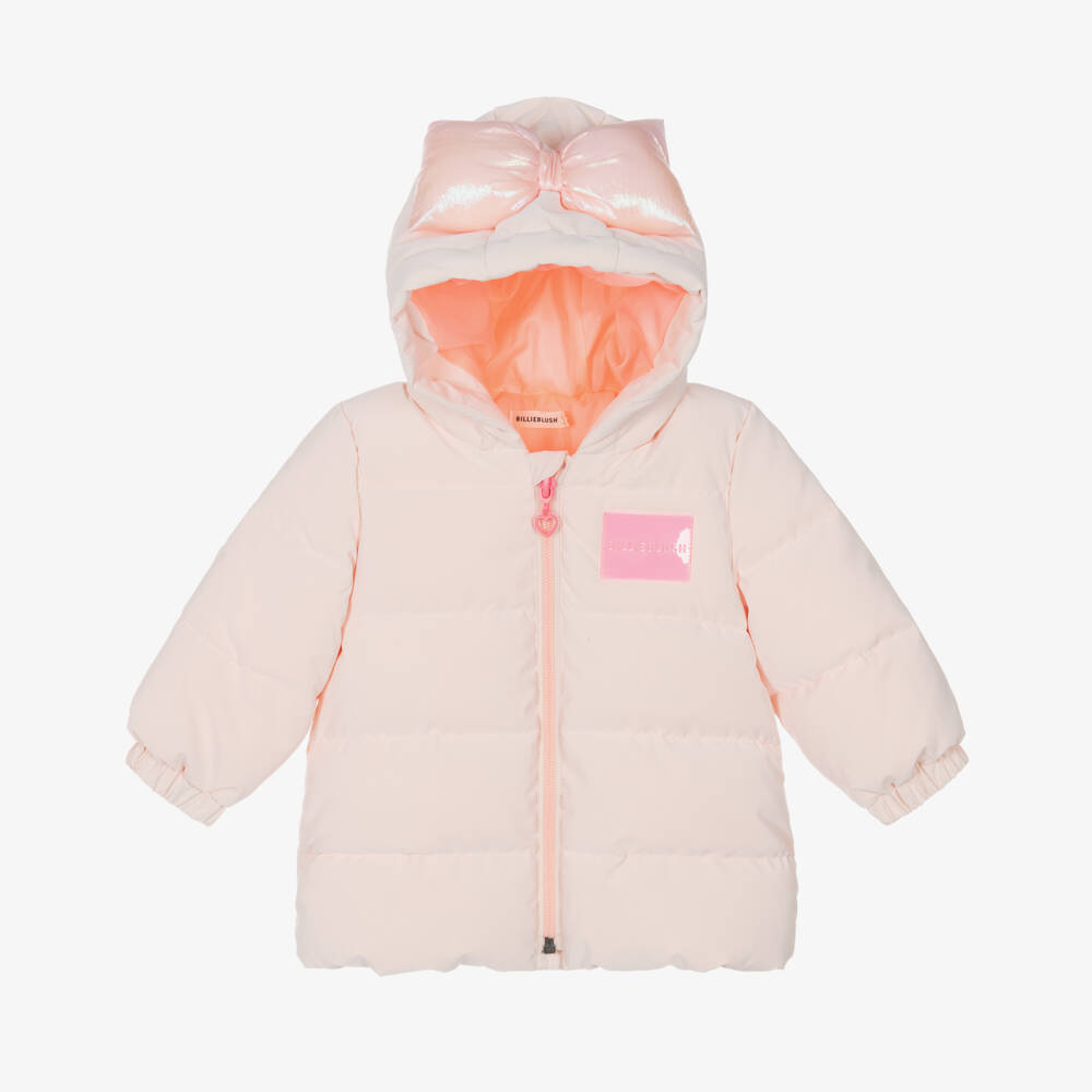 Billieblush-Girls Pink Hooded Puffer Jacket | Childrensalon Outlet