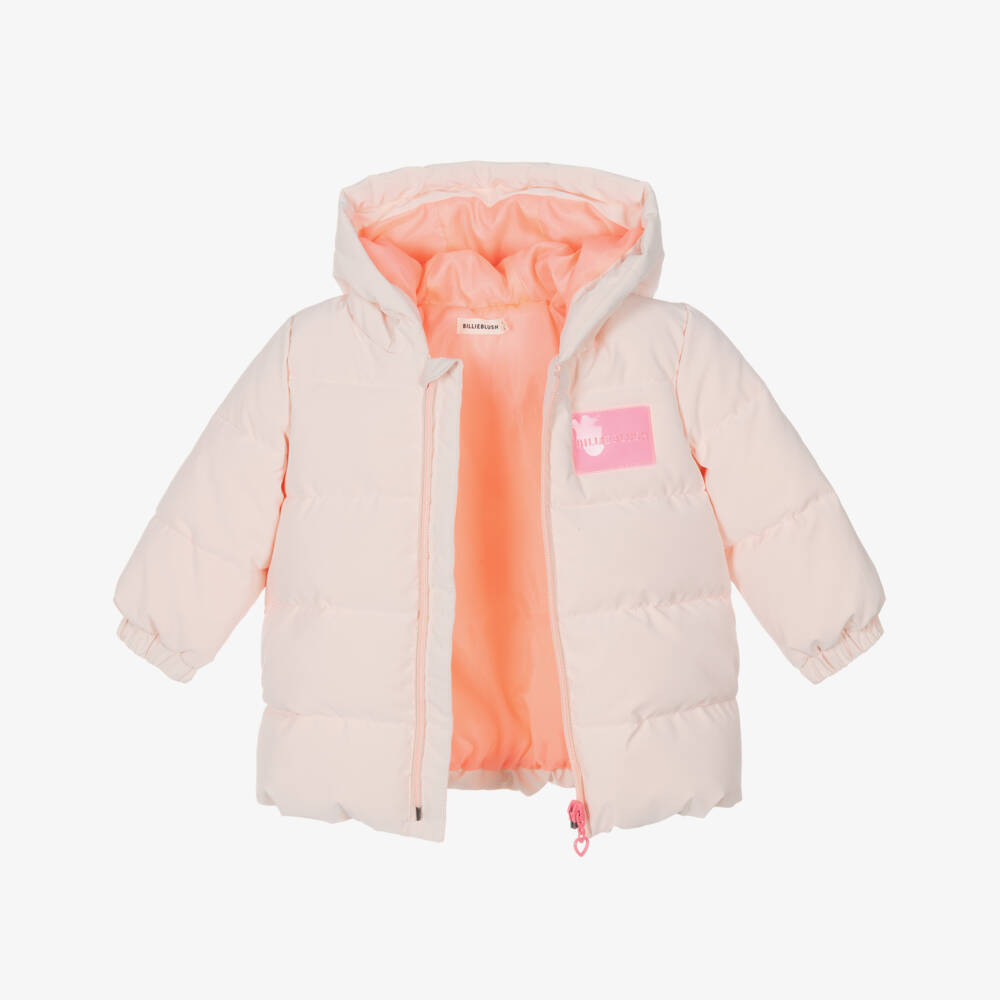 Billieblush-Girls Pink Hooded Puffer Jacket | Childrensalon Outlet