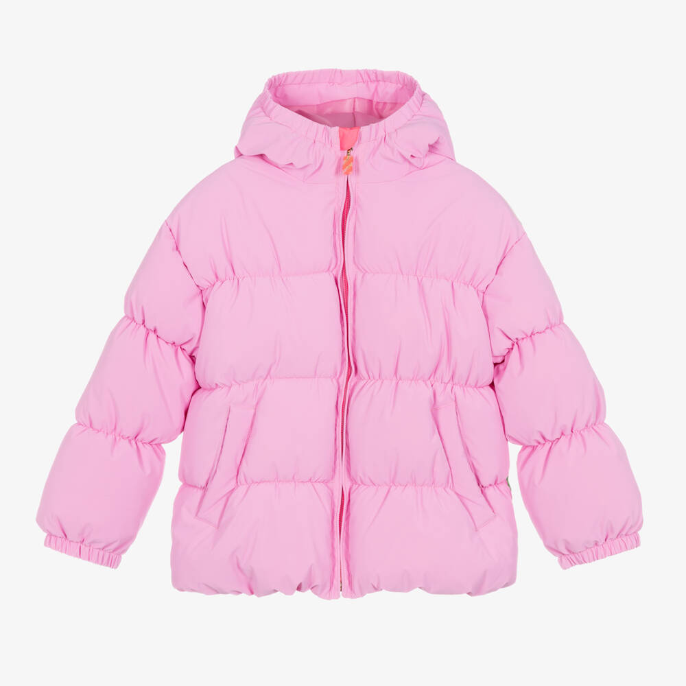 Billieblush-Girls Pink Hooded Rainbow Coat | Childrensalon Outlet