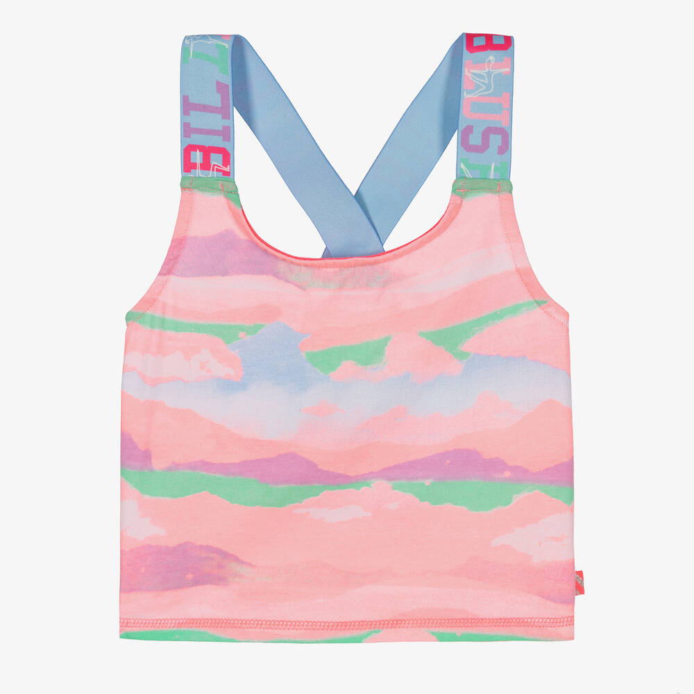 Billieblush-Girls Pink Jersey Logo Strap Top | Childrensalon Outlet