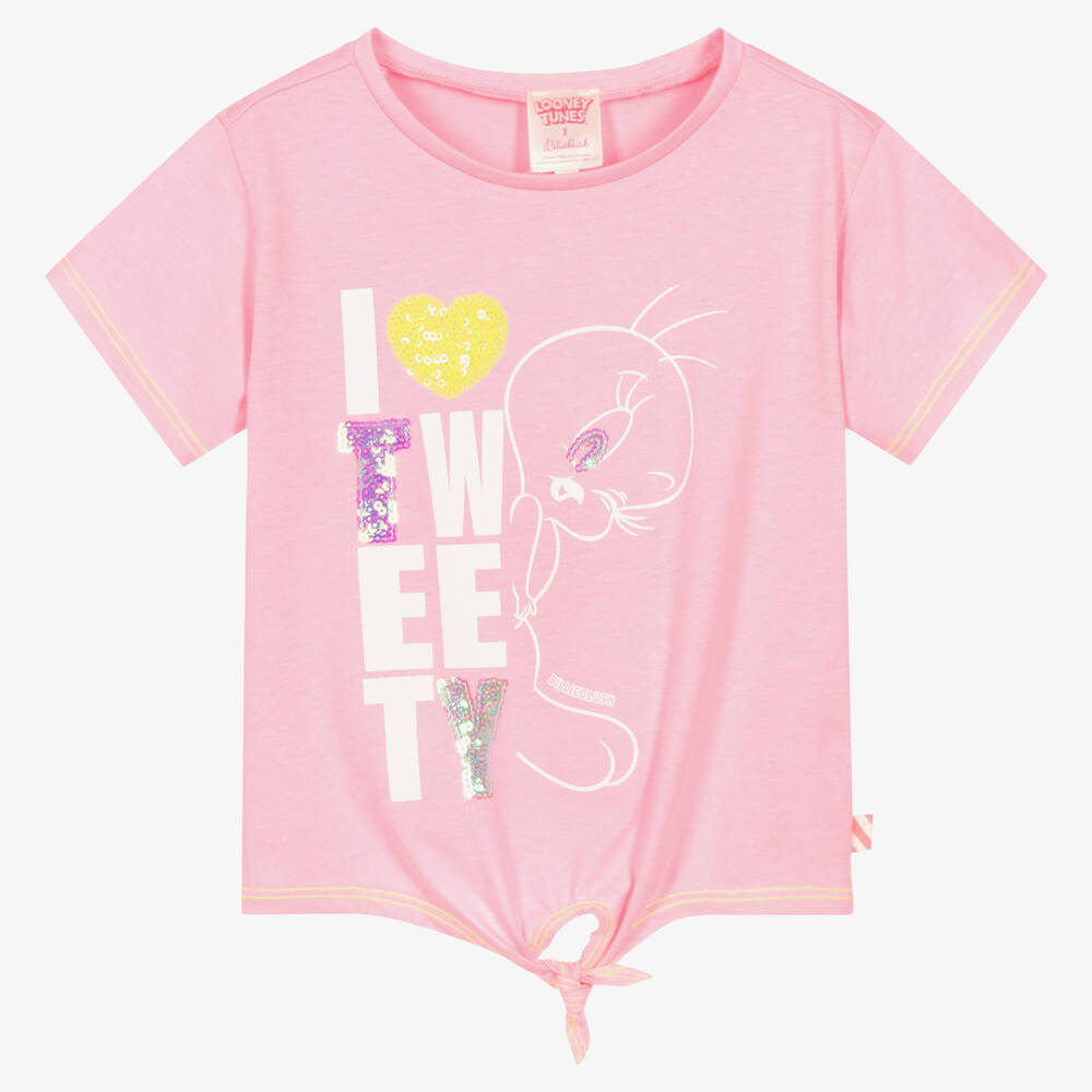 Billieblush - Girls Pink Jersey Looney Tunes T-Shirt | Childrensalon