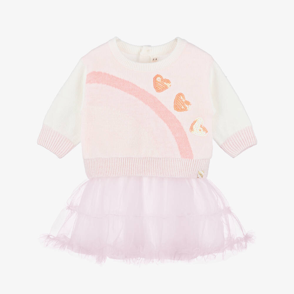 Billieblush-Girls Pink Knit and Tulle Dress | Childrensalon Outlet