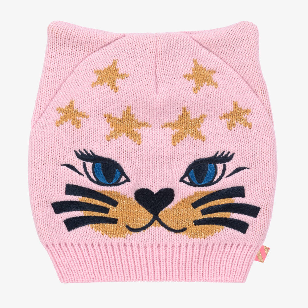 Billieblush - Розовая вязаная шапка с кошачьей мордочкой для девочек | Childrensalon