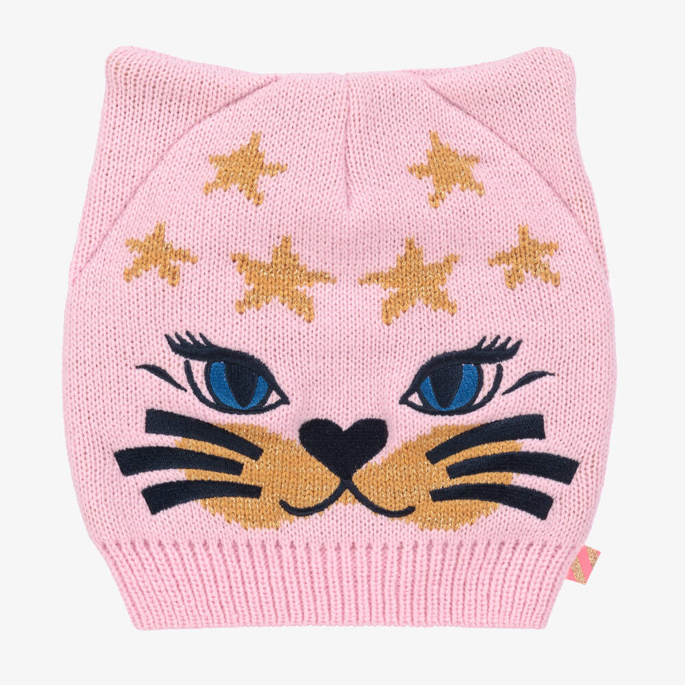 Billieblush - Bonnet rose en maille Chat Fille | Childrensalon