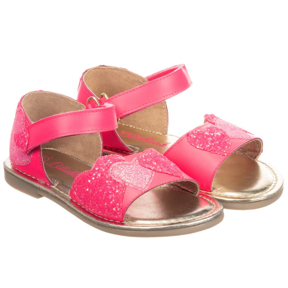 Billieblush - Girls Pink Leather Sandals | Childrensalon