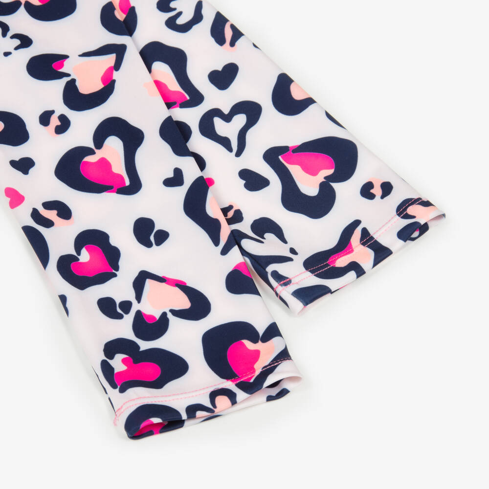 Billieblush-Girls Pink Leopard Hearts Sports Leggings | Childrensalon Outlet