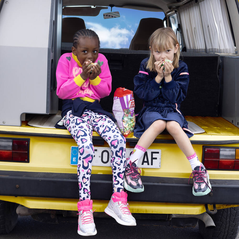 Billieblush-Girls Pink Leopard Hearts Sports Leggings | Childrensalon Outlet